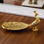 KridayKraft Hand Crafted Metal Duck Wing Shape Tray Perfect for Home Centre Table Serving Dry Fruits (Golden, Pack of 1)