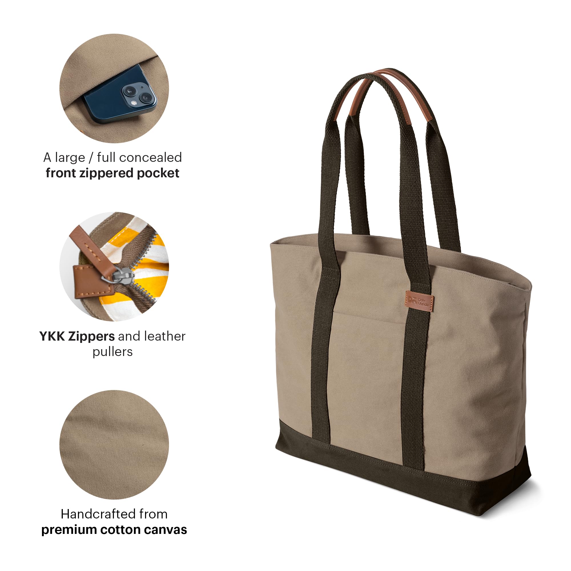 DailyObjects Khaki Beige-Clove Field Tote Bag |Canvas Tote Shoulder Bag Fits upto 14 Laptop for Women and Men Work & Daily Use |Handcrafted from premium cotton canvas perfect for Work & Daily Use