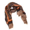 MORU Kyoto Luxe Women’s Ember Chevron Geometric Scarf | Lightweight Wrap Stole in Brown & Orange Pattern | Designer-Inspired Fashion Accessory (Chocolate Brown with Orange & Beige accents)