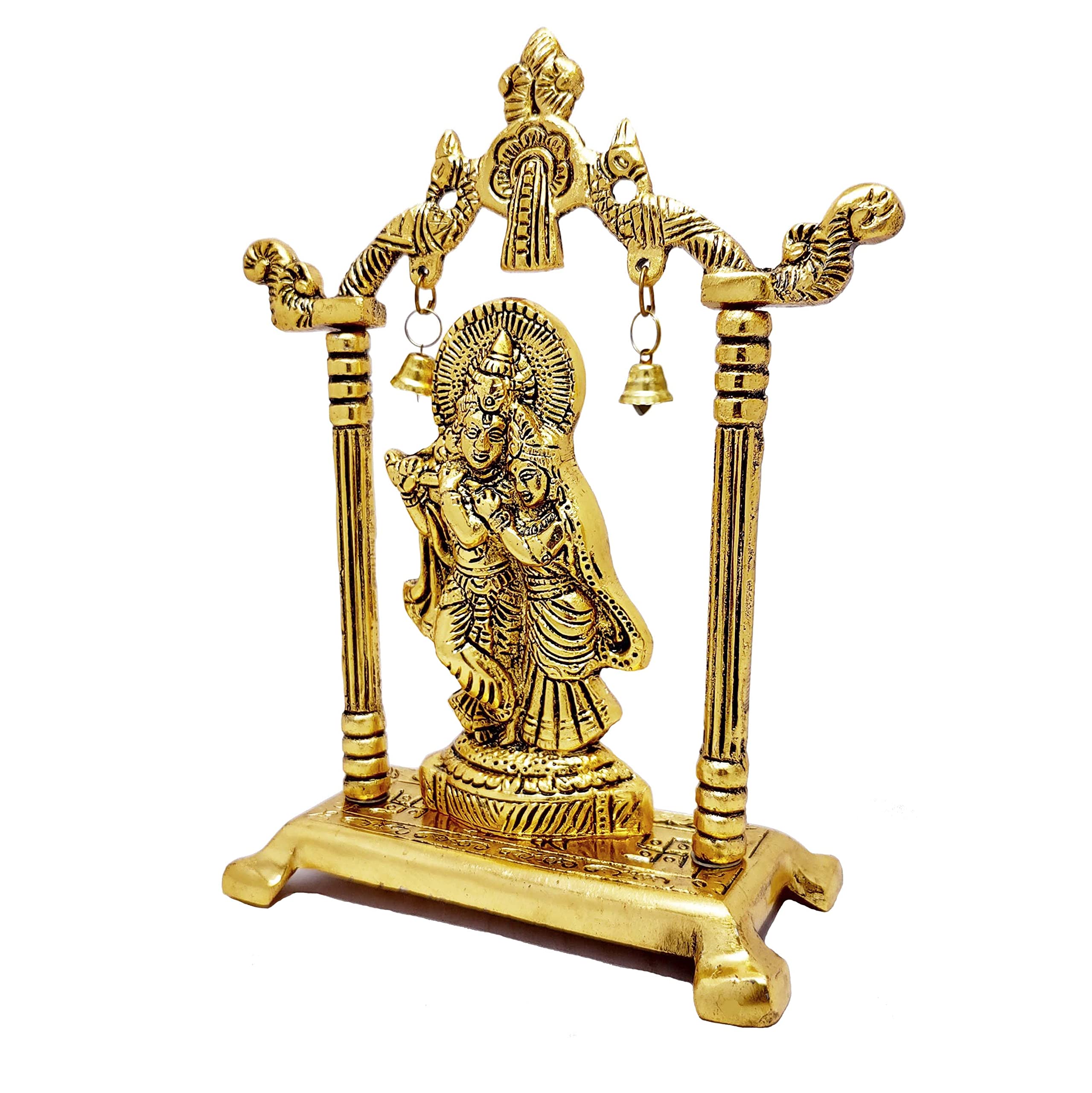 KridayKraft Metal Radha Krishna Statue Gold Plated Decor Your Home,Office & Radha Krishna Murti Idol Showpiece Figurines,Religious Krishna Idol Gift Article...