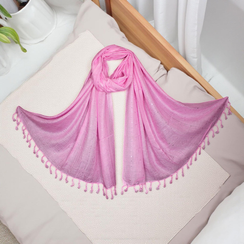 STOLE STUDIO Elegant Luxurious Sequence Viscose Stole Scarf (Baby Pink)