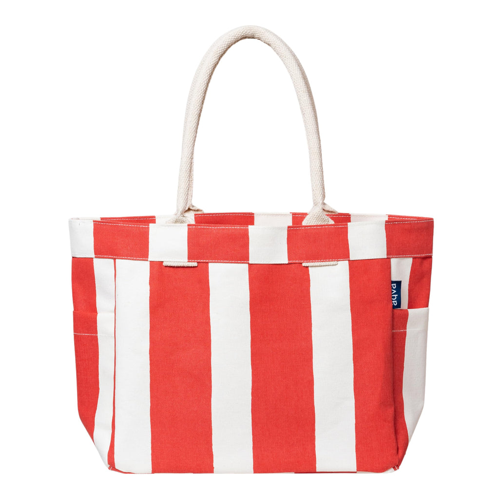 AQVA Large Cotton Canvas Tote Bag for Women with Side Pockets | Trendy Stylish Multipurpose Handbag with Zipper | Shoulder Bag for Shopping, Travel and Work | Red