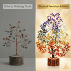 NEXSOUL 7 Chakra Crystal Tree (300 Beads) – Amethyst, Lapis, Citrine & Natural Gemstones on Golden Wire Bonsai – Vastu & Feng Shui Money Tree for Living Room & Office – Certified Spiritual Gift