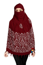 PRACHARAN Women Cotton Stylish Hand Printed Scarf, Anti Pollution Full Face Scarf With UV Sun Rays Protection Scraf For Women, Dust Scraf (Maroon Batik) For Female