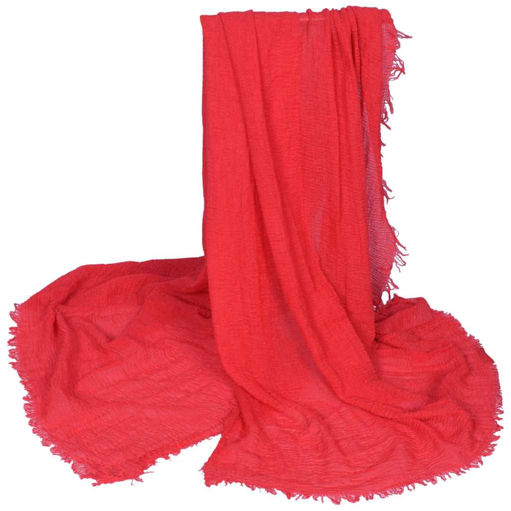 Iba & Isba Women's Plain Crinkled Scarves, Stoles, Hijabs (76 x 36 inch) (Brick Red)