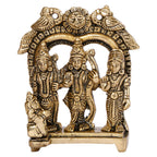 ARTVARKO Brass Ram Darbar Statue Shree Ram Ji Sita Laxman Hanuman Home Décor Puja Murti for Mandir Temple (Small Size -8x3x9 cm)