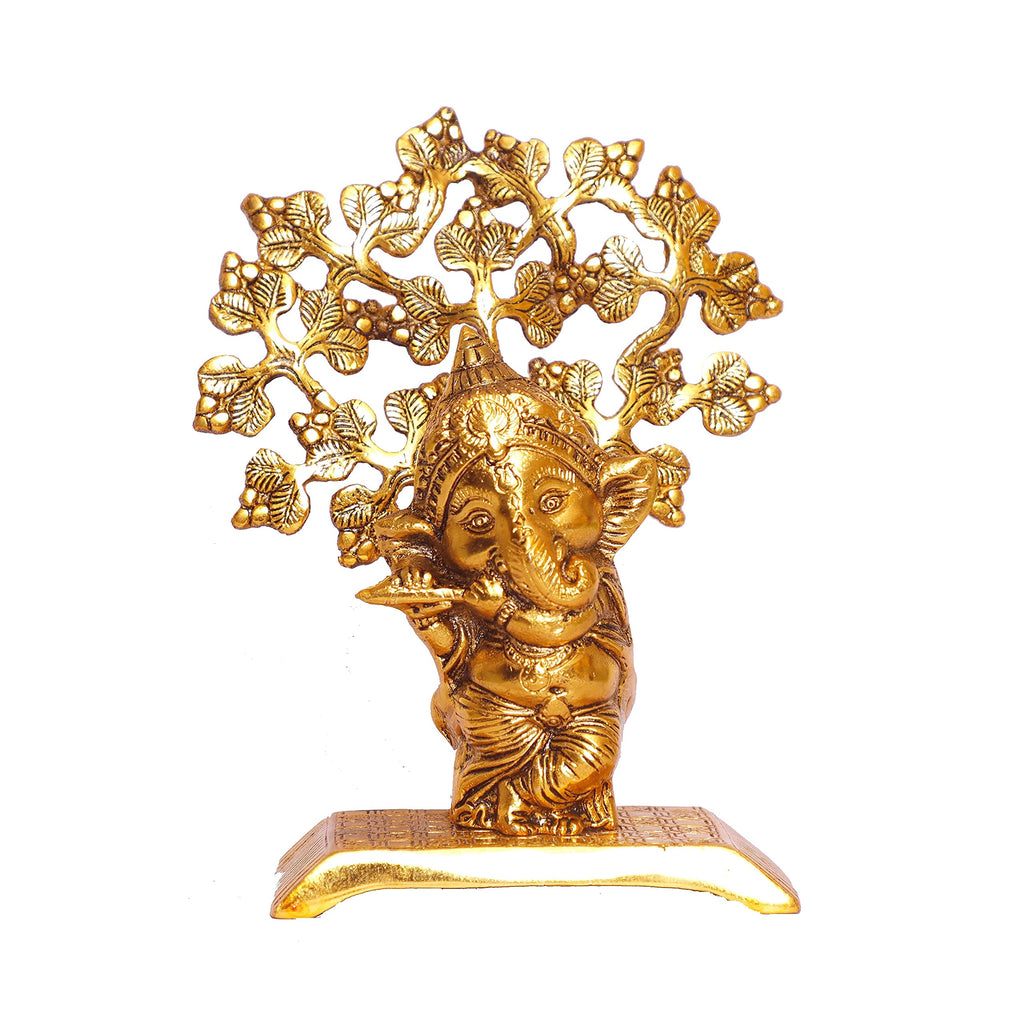 KridayKraft Ganesha Standing Playing Flute Metal Staue,Ganpati Bappa murti for Pooja & Home,Offce Decor,Religious Idol Gift Article,Showpiece Figurines