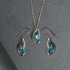 Clara 925 Sterling Silver Sky Blue Eye Pendant Earring Chain Gift for Women