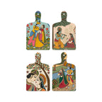 Artvibes Ethnic Indian Shri Radha Krishna Folk Art Wooden Wall Hanger for Home | Spiritual Decor Items | Wall Poster | Artwork| Stylish Modern Decor Item | Gift Items (WH_5647N), Set of 4