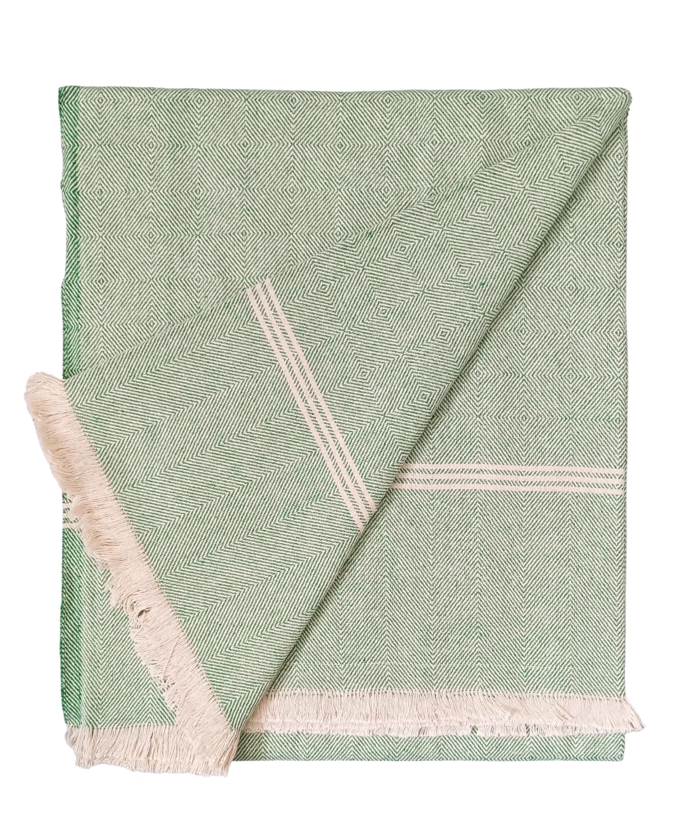 Arvore Bunkaar Plain Pure Handloom Khes - 100% Desi Thick and Heavy Cotton Khes/Summer Blanket/Chadar/Yoga Blanket (Green)-100 TC Kafalo