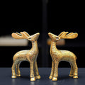 BEHOMA Antique Golden Metal Christmas Reindeer Figurine - 2 Pcs