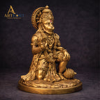 ARTFORT Hanuman Ji Idol 7 Inch Polyresin Statue Antique Golden Finish Bajrangbali Murti for Home Temple Office Desk Car Dashboard Spiritual Decorative Showpiece Gift (Golden)