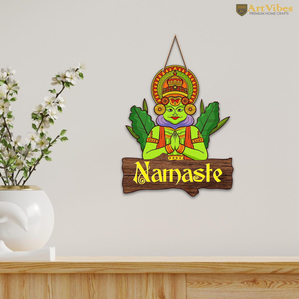 Artvibes Namaste Quote Decorative Wooden Wall Hanger for Gateway | Home Decor | Office | Gifts | Bedroom | Designer Artwork Decor Items for Living Room (WH_8703N)