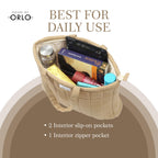 HOUSE OF ORLO Women's Cotton Quilted Aesthetic Western Tote Bags, Waffle Weave Handmade With Zipper & Double Handles For Women & Girls, Daily Use Handbag For College/Travel/Work (Earth-Brown)