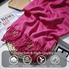 Ciormis Pashmina Scarf for Women, Soft Pashminas Shawls and Wraps for Evening Dresses, Wedding Bride Bridesmaid Shawls Scarf, Fuchsia, 27 x 78 inches (70 x 200cm)