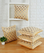 DECOMIZER Jacquard Geomteric Cushion Covers 16 Inch X 16 Inch Set Of 5 Ethnic Motifs Cushion Covers,Design- Diamond,Color- Beige, 240 TC