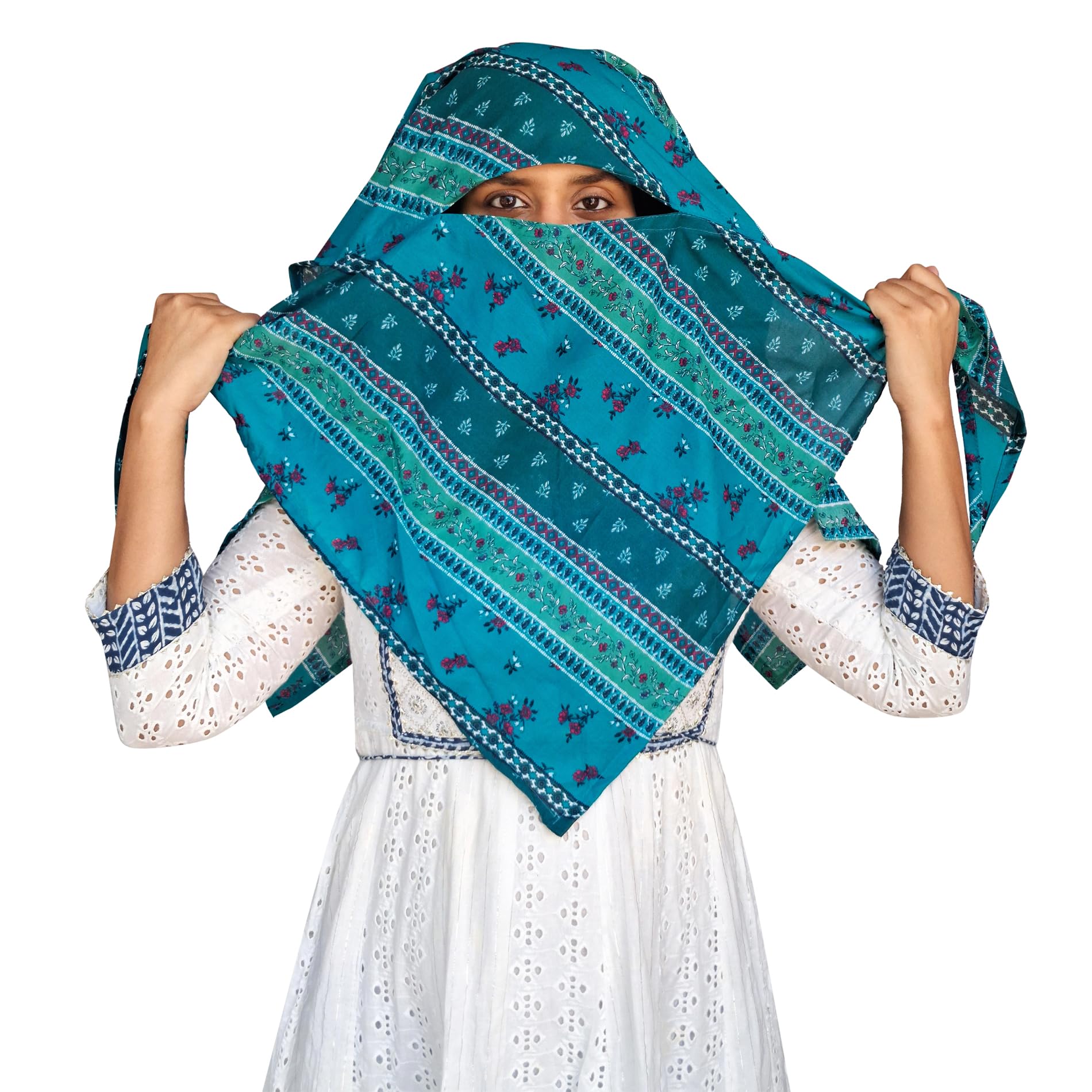 Switchon Rayon Anti Pollution Full face Scarf UV Sun Rays Protection Hijab scarf for women - Free Size (Green_Multi)