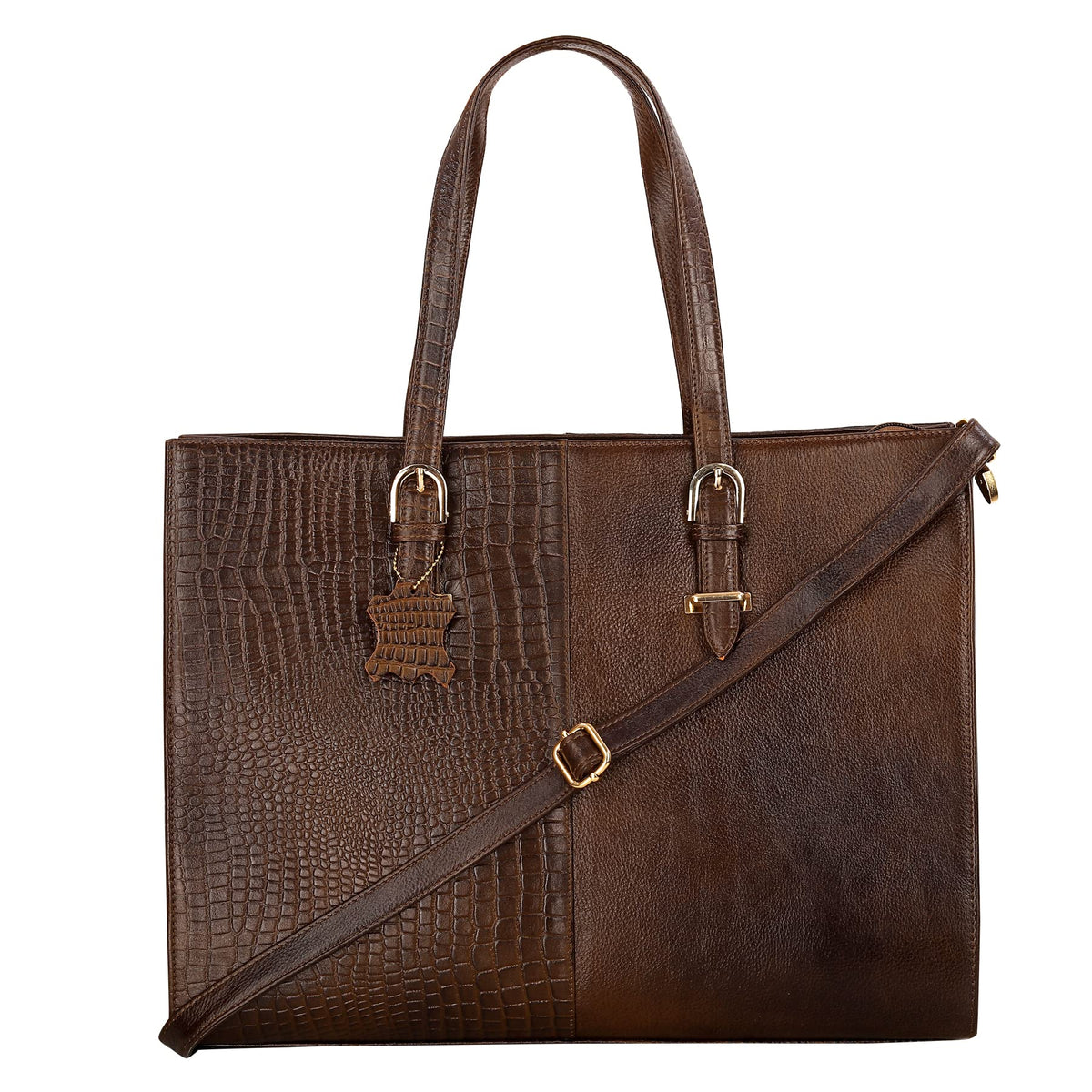 RICHSIGN LEATHER ACCESSORIES Full-Grain Natural Cro Leather Ladies Handbags & Sling Shoulder Tote Bags For Women Laptop Big Size Branded Stylish..Size- L-16 X H-12.5 x W- 5.5 Inches (GREEN MEHANDI)