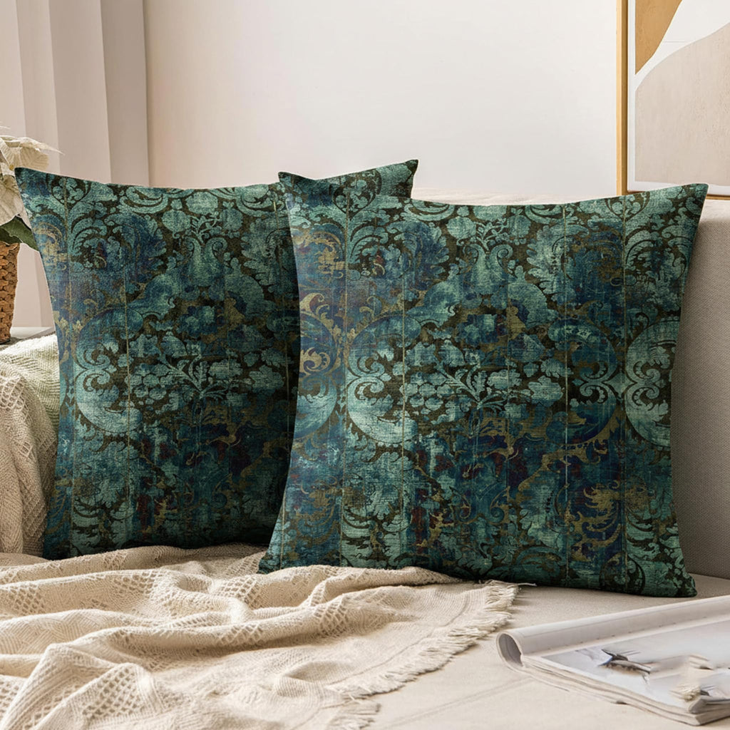 ishro home Premium Cushion Cover 16 inch x 16 inch | Luxury European Mosha Fabric | Love at First Sight Designs | Hidden Zipper | Machine Washable, Non- Fading | (2, Shahi Marrakech, 16 x 16 Inches)