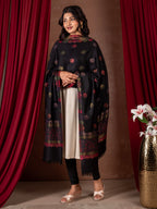 Naureen Women Premium Faux Pashmina Kani Zari Shawl, Warm and Soft, 40x80 inches