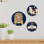 Artvibes Shrinath Ji & Sacred Cow Pichwai Art Round Shape MDF Wooden Wall Decor Items | Living Room | Handcrafted Art | Wall Illustrations | Art Prints | Aesthetic Wall Art | Gift (WH_8817N), Set of 3