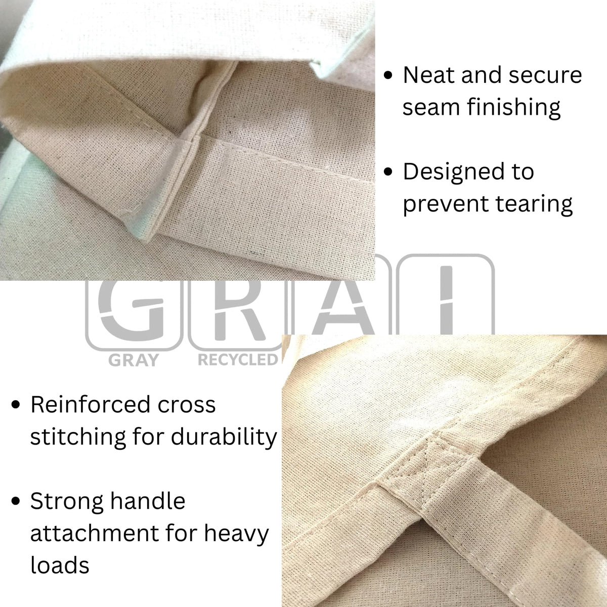 GRAICOT 100% Cotton Tote Bags (Pack of 8, 14x12 Inch) - 150 GSM Medium Eco-Friendly Unbleached Canvas Tote Bag for Grocery Shopping, Travel, DIY Painting & Return Gifts