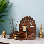 WONDER HUB Engineered Wooden puja mandir for Home, Office, Shop, Wall Mounted Medium Size : 25.5x24x25 Cm Wooden Temple