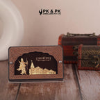 Pk & Pk Jewellers Rectangular Ayodhya Temple With Ram Ji Table Top | 24KT Gold | Tabletop Small Size [12X8 Cm] (For Premium Gift, Office Desk, Car Dashboard, Table Decoration)