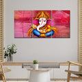 VIBECRAFTS 3 Pieces Beautiful Bal Ganesh Canvas Wall Painting Fitted With Wooden Frame For Home | Office | Living Room | Gifts(PTVC3Pcs3_11512)