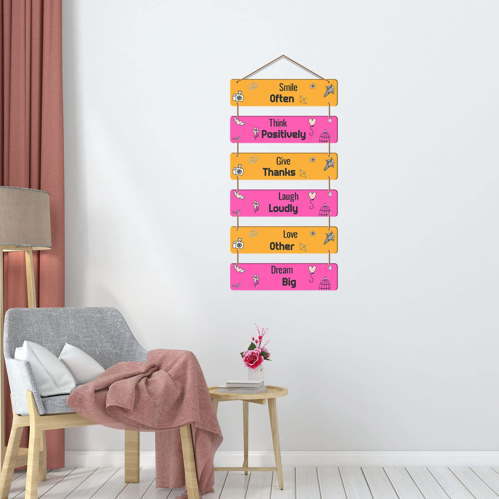 Artvibes Smile Often Think Positive Wooden Wall Hanger for Home Decor | Quotes Decor Item | Wall Accent Art Piece | Office Decor | Wall Art Print | Inspirational Quotes | Gift Items (WH_3240N)