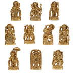 ARTVARKO Brass Dasavatharam of Lord Vishnu Statues Ten Incarnations Avatars Idol Murti Temple 3 Inch.
