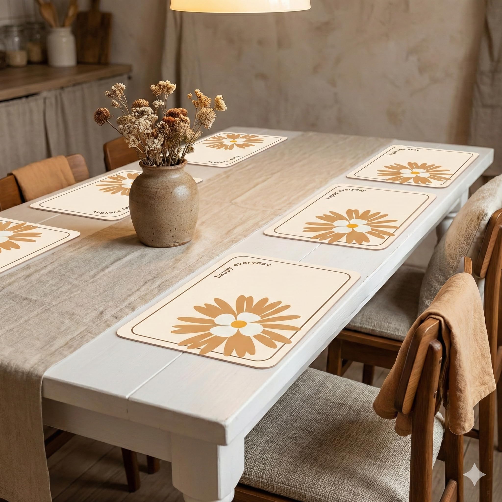 YELONA Leather Dining Table Placemats Set of 6 – Waterproof, Heat Resistant, Anti-Slip, Easy to Clean Table Mats for Dining Table, Kitchen & Home Décor (Ivory White, 40 x 30 cm) Kafalo