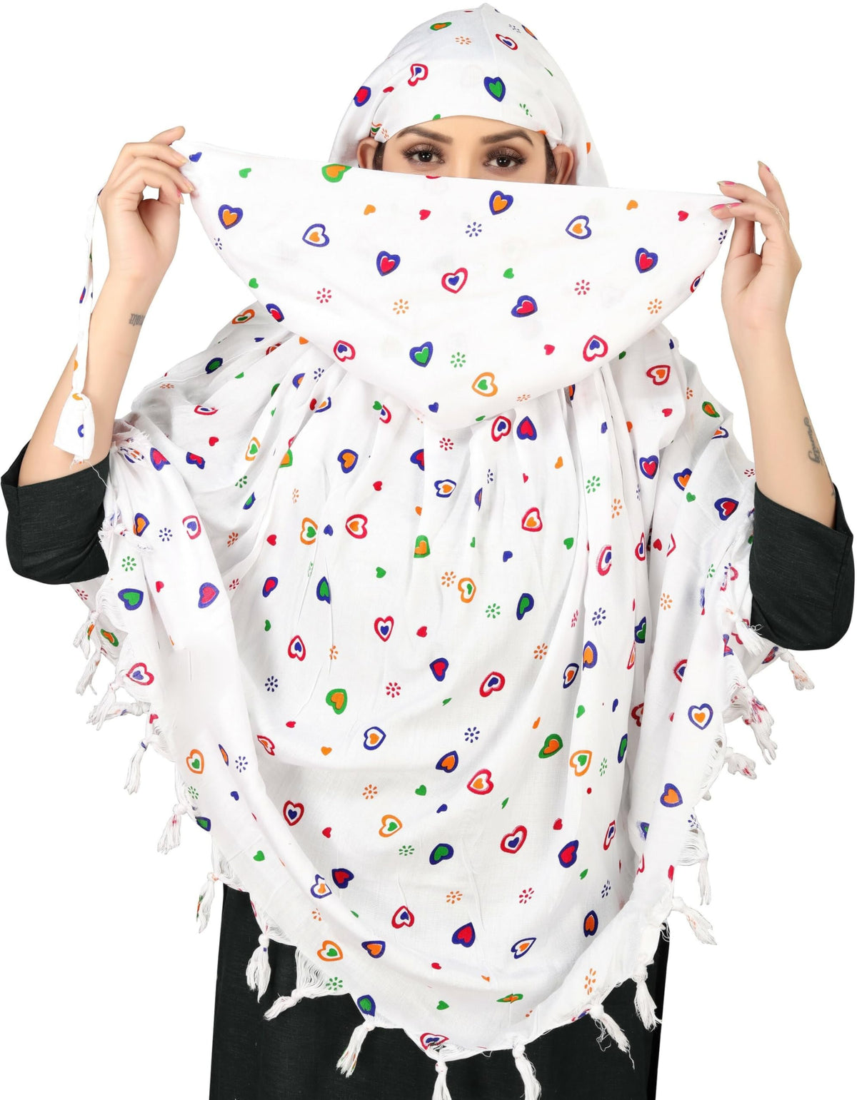 VASTTRAM Women's Pure Cotton Long Scarves Scarf Cum Mask usable for Driver Anti Pollution Full Face Cover With UV Sun Rays Protection