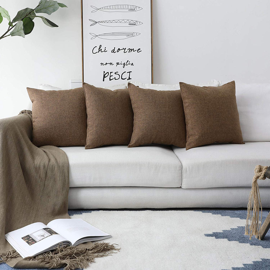 Khooti Jute Cushion Cover | 10x10 | Brown | Set of 2 | Throw Pillow Cover for Couches, Chairs, Sofas, Beds, Coffee Tables, Living Rooms, Bedrooms, Modern Boho Design