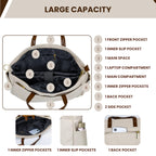 LATIQ MART Women's Office Essential Tote Bag With Double Handle Shoulder Strap, 15.6 Inch Laptop Compartment, Laptop Sleeve, Shoulder Work Handbag, Organizational Pockets For Girls (Sandy Beige)