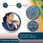 Mornny Kerala Palakka Terracotta Jewellery for Women | Necklace Set with Earrings | Hand Painted | Stylish Festive Gift for Mother, Wife, Girlfriend (Pink)