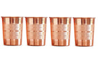 Adoko 100% Pure Copper Tumbler 300ml | Ayurvedic Drinking Glass for Water | Handcrafted Copper Utensil for Daily Use – 4Pcs Set