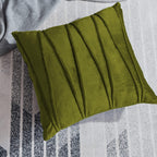 Khooti Velvet Striped Cushion Cover Pack of 1-26X26/66.04X66.04 Cm | Olive | Soft Pillow Covers Cushion Case for Sofa Bedroom Living Room Chair Car, Cushion Cover with Zig Zag Pattern