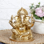 SVARUP Brass Ganesh Bhagwan Idol Ganesha Statue Ganpati Murti for Home Entrance Decor Diwali Gift 7 Inch
