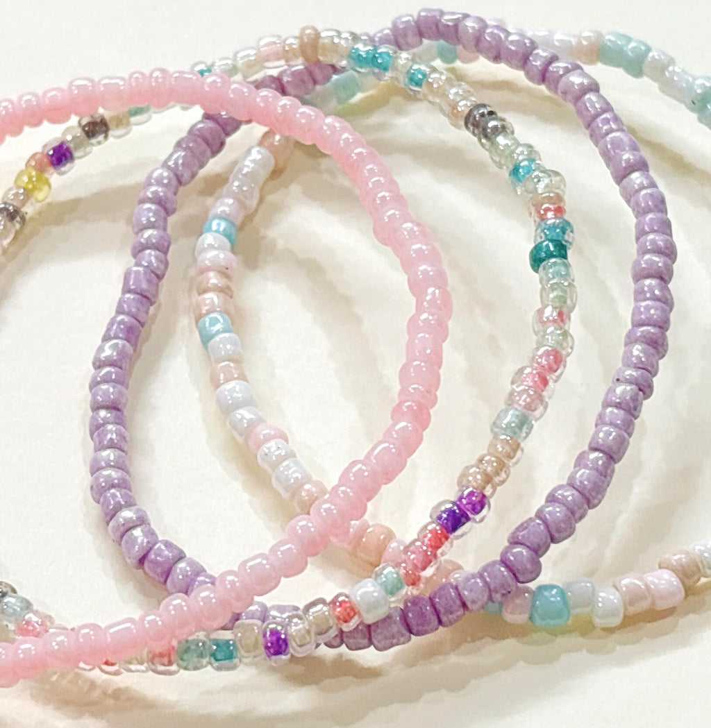 ZEBRA PATH 4 pieces Pastel Beaded Bracelet Set for Women & Girls | Handmade Elastic Seed Bead Bracelets | Cute Stackable Multicolor Jewelry | Minimal Aesthetic Everyday Accessories | Y2K Jewellery | Pinterest Bracelets