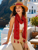 KE KANHA EXPORTS Cotton Scarf with Tassels|Bandhani Print Scarf for Women Stylish|Stole for Women|Breathable Boho Beach Summer Wrap|Multicolor Scarf|Easily Fits 180 * 50 CM