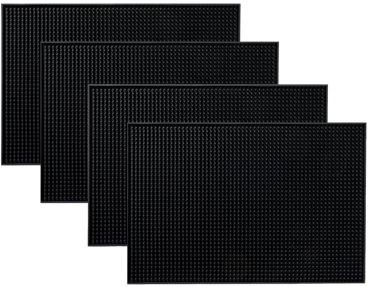 BURRDOFF (Set of 4) Premium Rubber Bar Mat 45x30cm Service Mat,Countertop (Black) Kafalo