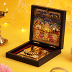 Yantram 3D Jagan Nath Puri Charan Paduka Pocket Temple Frame Box | Gold Plated Jagannath Puri Idol & Divine Charan Paduka | Premium ABS Polymer Foldable Pooja Frame | Home Mandir Decor Gift