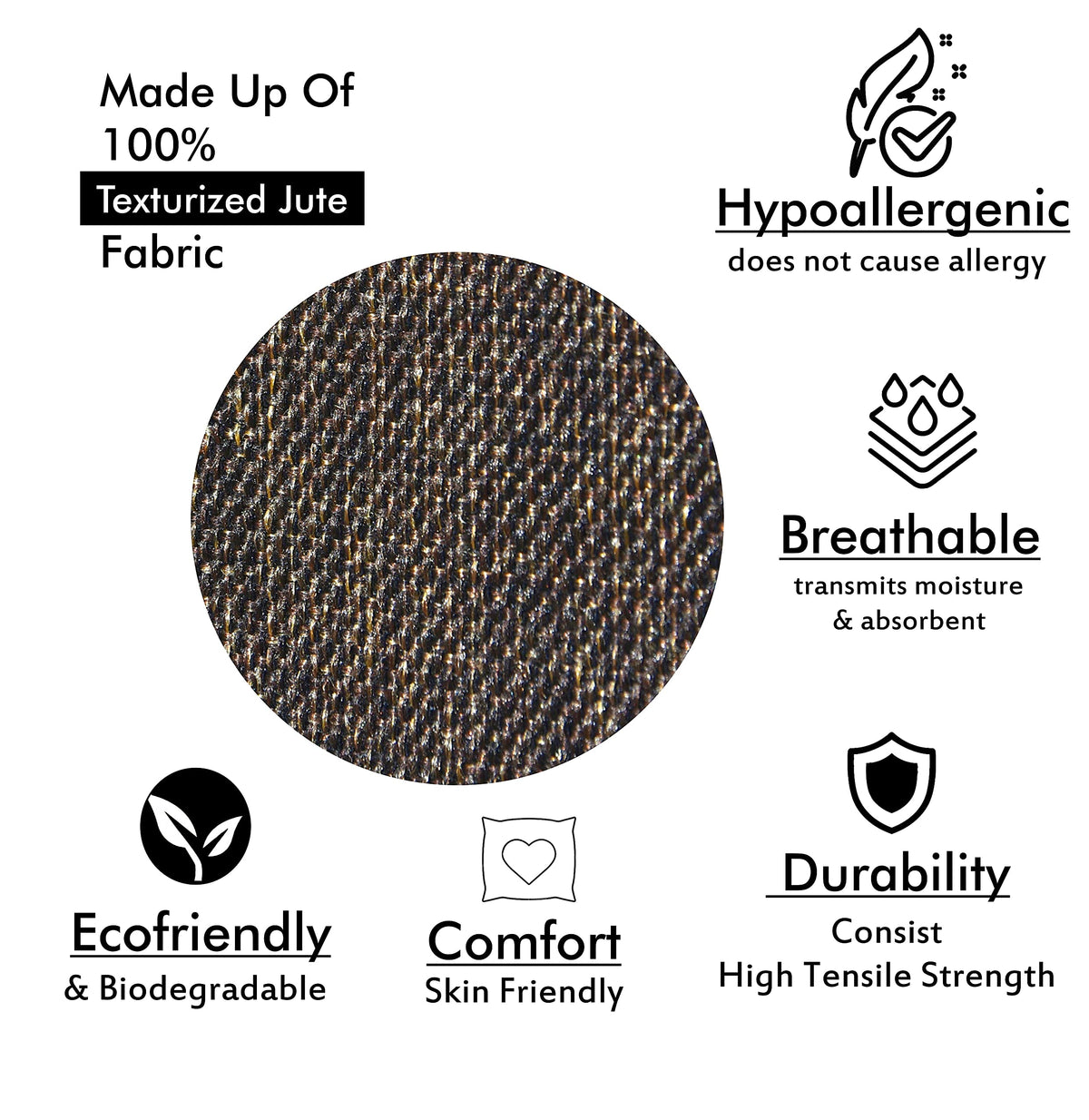 Yellow Weaves Jute Texture 250 TC Cushion Covers, 24 X 24 Inches, Brown, Set Of 5