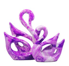 Lucky Love Swan Couple Glossy Piano Finish Polyresin Figures for Home Decor, Living Room - Marble Purple (Set of 2 Pc, Large)