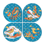 Artvibes Birds Decorative Wall Art MDF Wooden Wall Hanger for Home | Living Room | Office | Cafe | Painting Wall Decor | Wall Illustrations | Artworks Hangings | Gift Items (WH_8423N), Set of 4