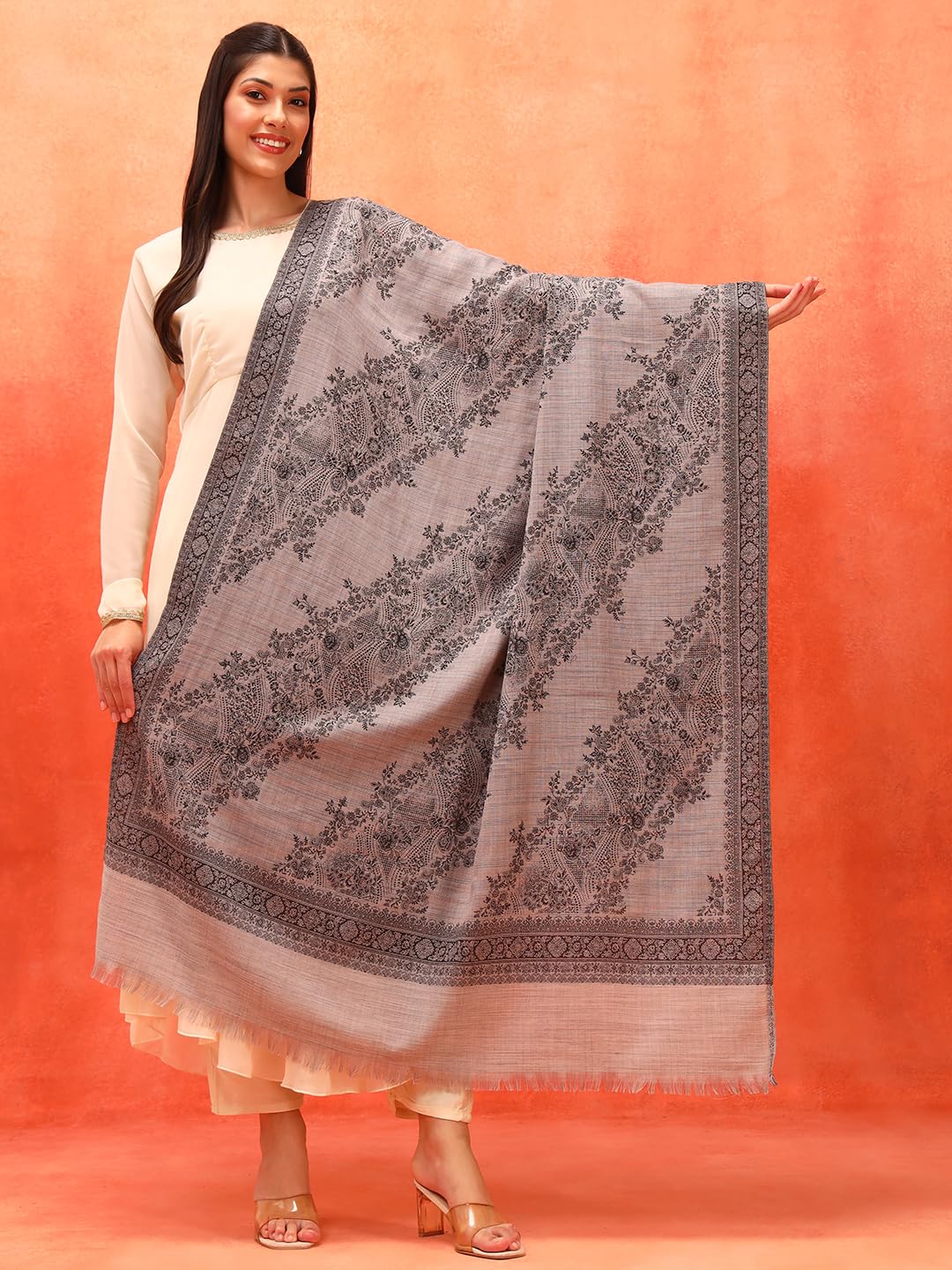 Pashmoda Women Kohsar Kashmiri Jamawar Woven Design Shawl (Size: 40x80in, 101x203cm) SECS53