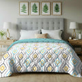 Urban Space AC Blanket for Single Bed, 120 GSM Microfiber 3 Layered Quilted Dohar, Soft Lightweight Reversible Printed Blanket Single Bed for All Season (Morocco -145cm x 225cm) Kafalo