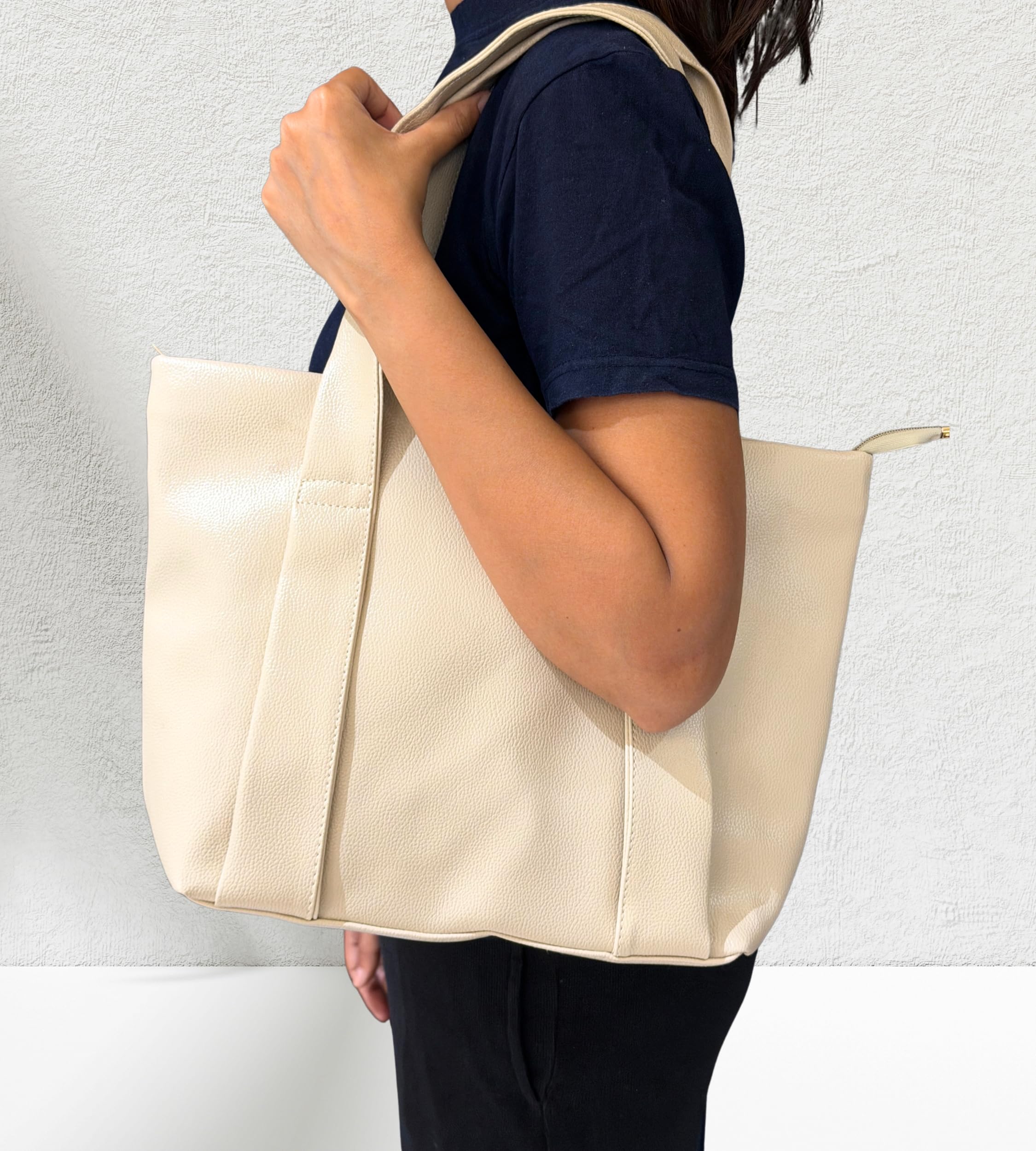 LA GLARE Women Tote Bag with Zipper, Double Compartment for Smart Storage | Handbag for Office use, travel, college, work