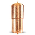 Indian Art Villa Copper Hammered Design Filter Water Carafes with Double Filter Candle Inside, 10+10 Capacity, Only 10 Liters Usable for Drinking Water